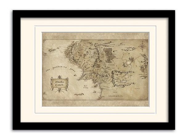 The Hobbit An Unexpected Journey Framed Poster with Mount Middle Earth Map